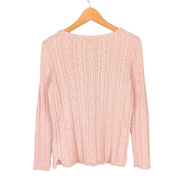 Lauren Ralph Lauren Sweater Women’s Size Large Pink Cable Knit Cotton Crewneck L - Picture 2 of 8